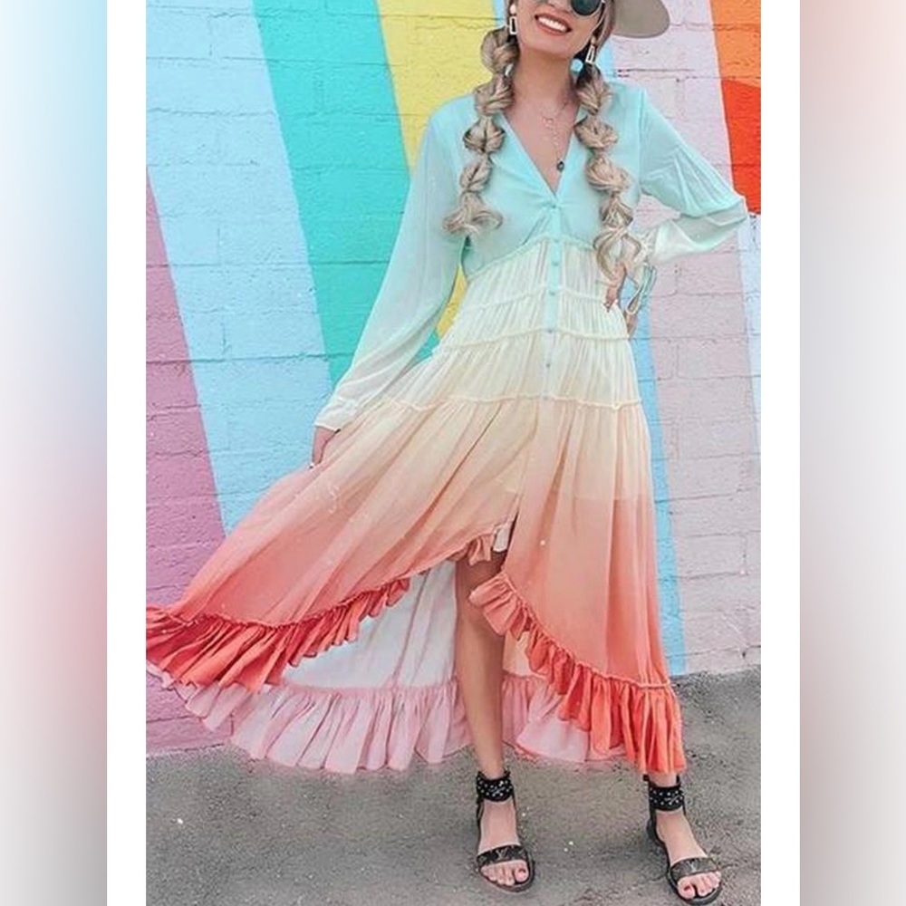 Brand new with tags never worn rainbow high low dress in medium